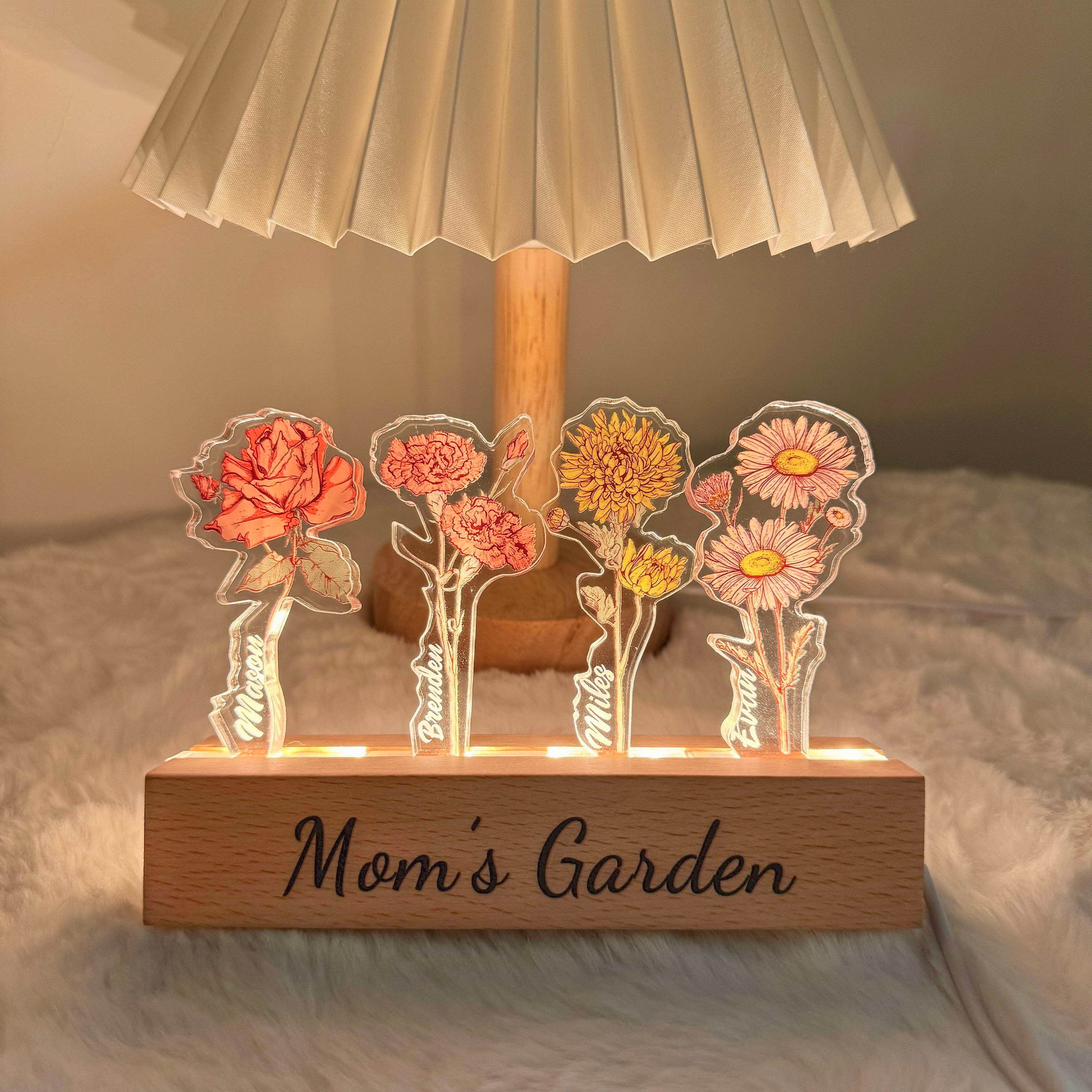50%OFF✨Custom Birth Flower 3D Crystal Acrylic LED Light