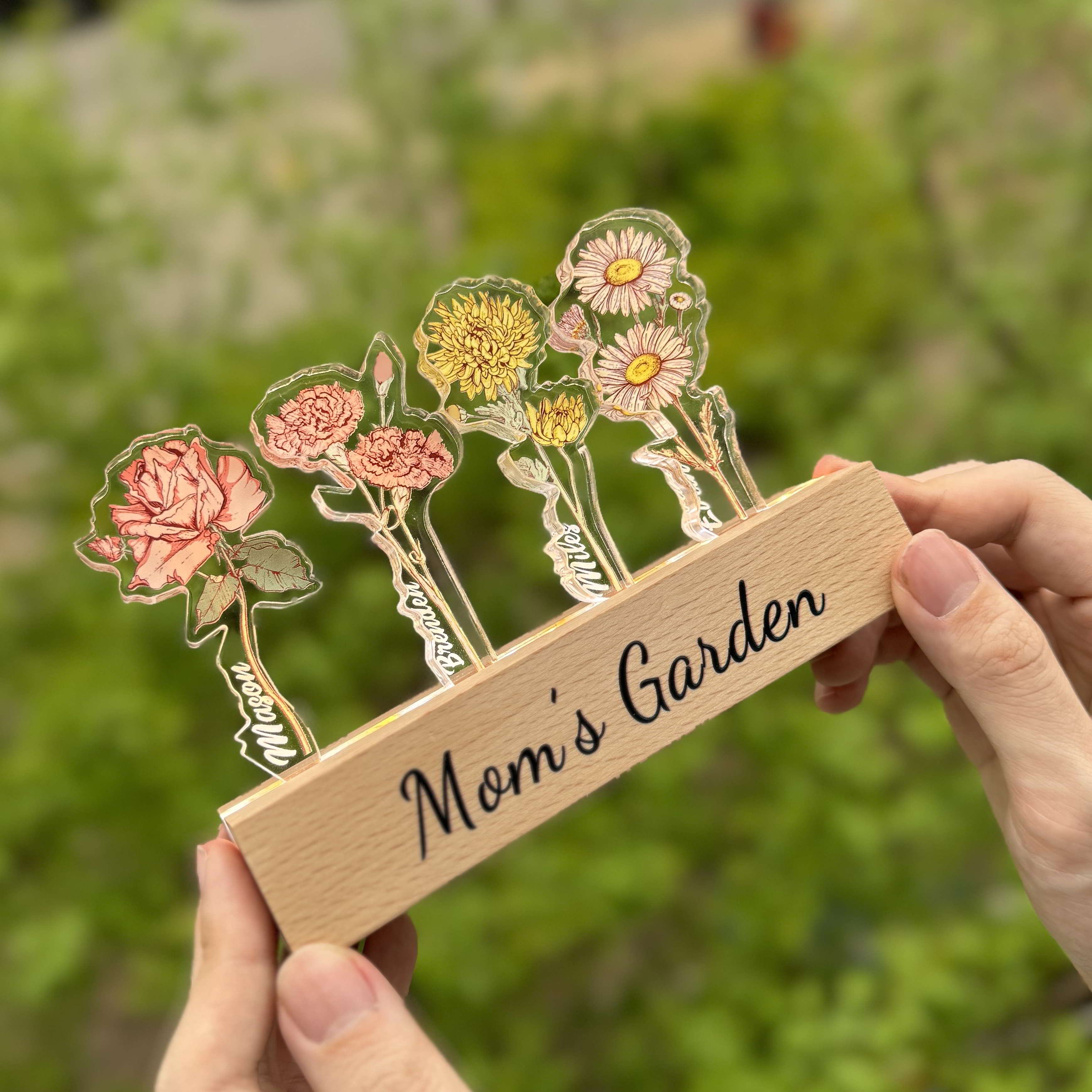 50%OFF✨Custom Birth Flower 3D Crystal Acrylic LED Light
