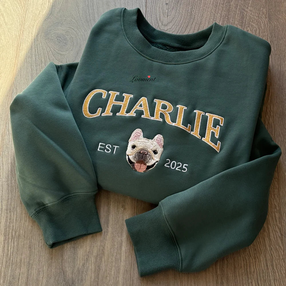 Custom Embroidered Pet Portrait Hoodie💕Crewneck